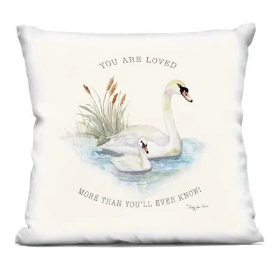 Stupell Industries More Than You Know Swans Decorative Printed Throw Pillow, Design By Audrey Jeanne Roberts, 18 X 7 X  In Beige