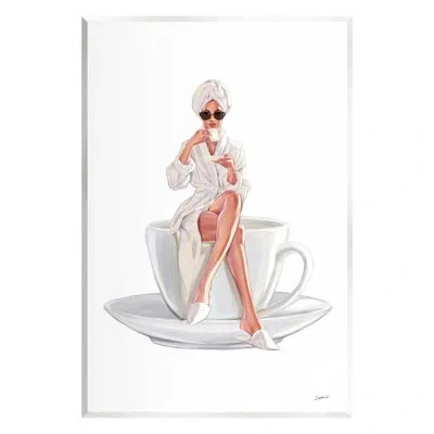 Stupell Industries Morning Coffee Glam Woman Robe Wall Plaque Art By Ziwei Li In Black;brown;white