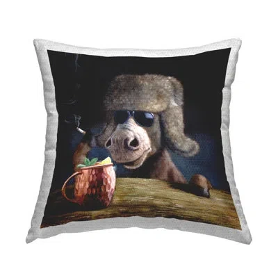 Stupell Industries Moscow Mule Humorous Animal Drink Pun Outdoor Printed Pillow By Lucia Heffernan In Black;brown