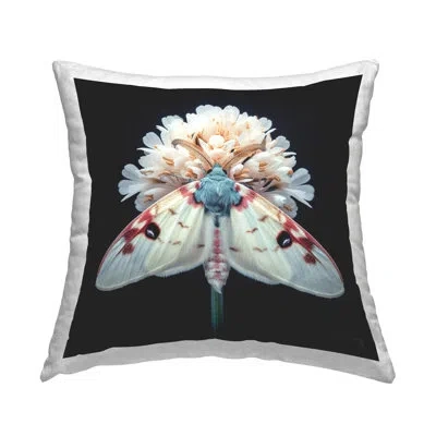 Stupell Industries Moth & Flowers Decorative Printed Throw Pillow Design By Roozbeh Bahramali In Black