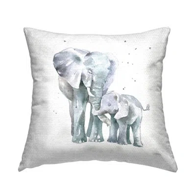 Stupell Industries Mother & Child Elephants Casual Wildlife Family Outdoor Printed Pillow By Katrina Pete In White;gray