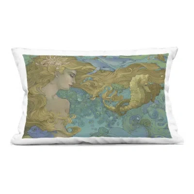Stupell Industries Mother Ocean Mermaid Portrait Decorative Printed Throw Pillow Design By Christina P. Wyatt In Blue