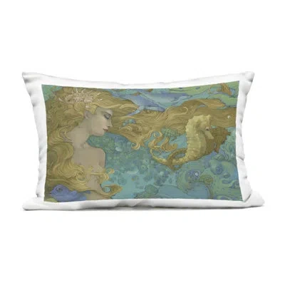 Stupell Industries Mother Ocean Mermaid Portrait Outdoor Printed Pillow Design By Christina P. Wyatt In Blue