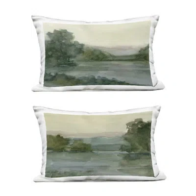 Stupell Industries Mountain Views In Muted Tones 2 Piece Outdoor Printed Pillow Set, Design By Ethan Harper
