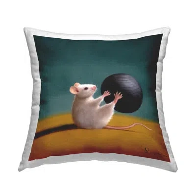 Stupell Industries Mouse With Exercise Ball Decorative Printed Throw Pillow Design By Lucia Heffernan In Tan
