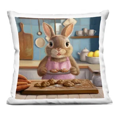 Stupell Industries Mrs. Bunny Bakewell Decorative Printed Throw Pillow, Design By Lucia Heffernan, 18 X 7 X 18 In Brown