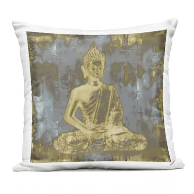 Stupell Industries Muted Earthy Buddha Abstract Design By Tom Bray Outdoor Printed Pillow In Blue