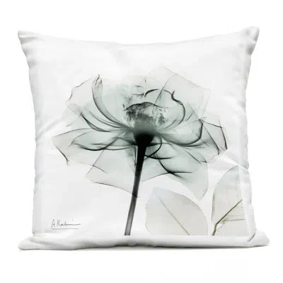 Stupell Industries Muted Emerald Rose Design By Albert Koetsier Outdoor Printed Pillow In Gray