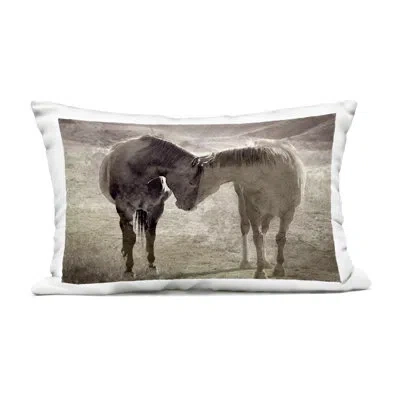 Stupell Industries Muted Horse Pair Hugging Design By Steve Toole Outdoor Printed Pillow In Brown