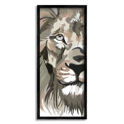 Stupell Industries Muted Lion Face Framed On Wood By Chelsea Goodrich Graphic Art In Midnight Black Framed Giclee