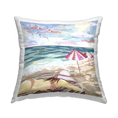 Stupell Industries My Happy Place Collaged Decorative Printed Throw Pillow Design By Jennifer Peck In Tan