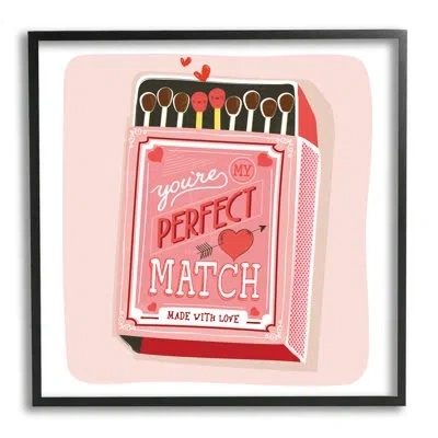 Stupell Industries My Perfect Match Fun Romance Framed Giclee Art By Pan Georgiou In Midnight Black Framed Giclee