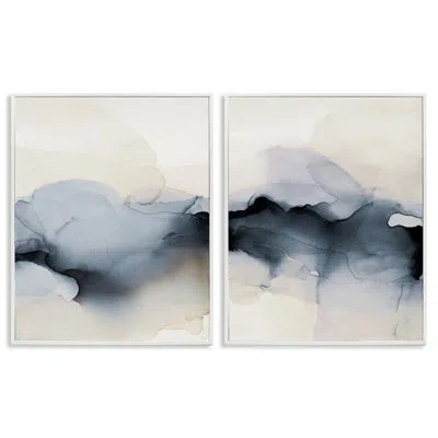 Stupell Industries Mysterious Abstract Obscure By - 2 Piece Floater Frame Painting Set On Canvas In Coastal White Framed Giclee