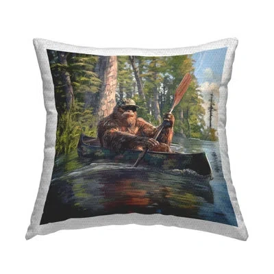 Stupell Industries Mythical Monster In Canoe Design By Jim Baldwin Outdoor Printed Pillow In Green