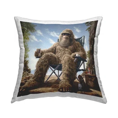 Stupell Industries Mythical Monster On Beach Printed Outdoor Throw Pillow Design By Jim Baldwin In Brown