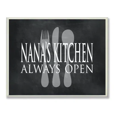Stupell Industries Nana's Kitchen Is Always Open Chalkboard-look Textual Art On Metal In Black;white
