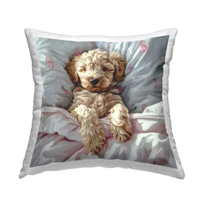 Stupell Industries Nap Time Cuddling Labradoodle Design By Jim Baldwin Throw Pillow In Gray