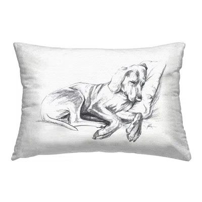 Stupell Industries Napping Dog Drawing Outdoor Printed Pillow By Lindsay Kivi Fine Art In Gray