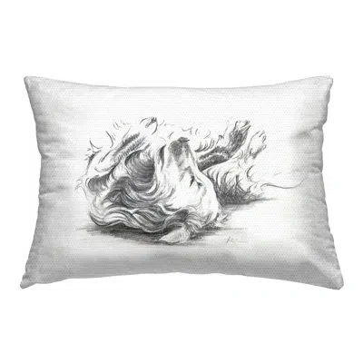 Stupell Industries Naptime Dog Drawing Outdoor Printed Pillow By Lindsay Kivi Fine Art In Gray