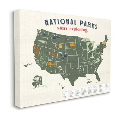 Stupell Industries National Parks Map With Key Canvas Art In Green
