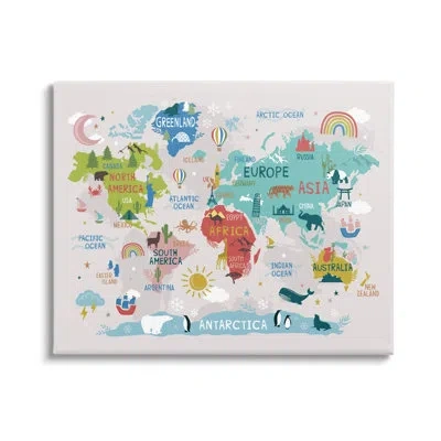 Stupell Industries Native Animals World Map By Lisa Whitebutton - Wrapped Canvas Print