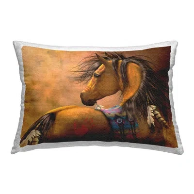 Stupell Industries Native Horse Portrait Outdoor Printed Pillow By Laurie Prindle In Brown