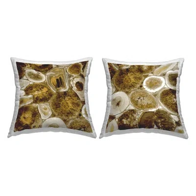 Stupell Industries Natural Agate Rock Crystals 2 Piece Outdoor Printed Pillow Set By Danielle Carson In Brown