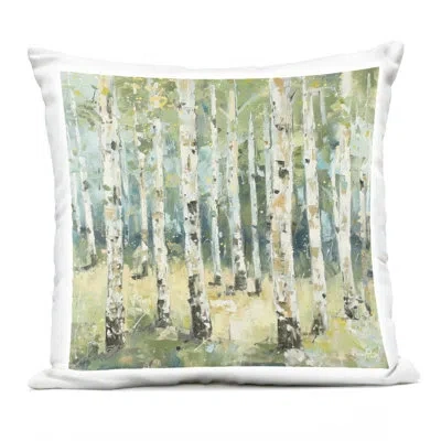 Stupell Industries Natural Birch Grove Design By Lsr Design Studio Outdoor Printed Pillow In Green