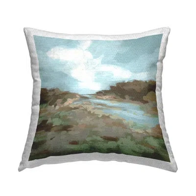 Stupell Industries Natural Creek Terrain Outdoor Printed Pillow By June Erica Vess In Blue
