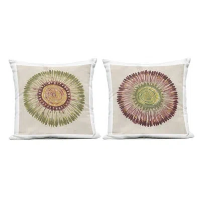 Stupell Industries Natural Radial Aura Sunburst 2 Piece Outdoor Printed Pillow Set, Design By June Erica Vess In Tan