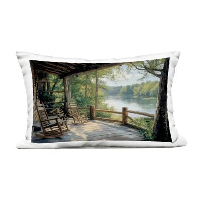 Stupell Industries Nature Cabin Views Outdoor Printed Pillow, Design By Franklyn Gregory In Green