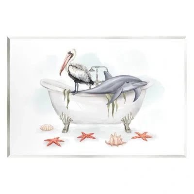Stupell Industries Nautical Bathtub Animals On Mdf By Ziwei Li Print