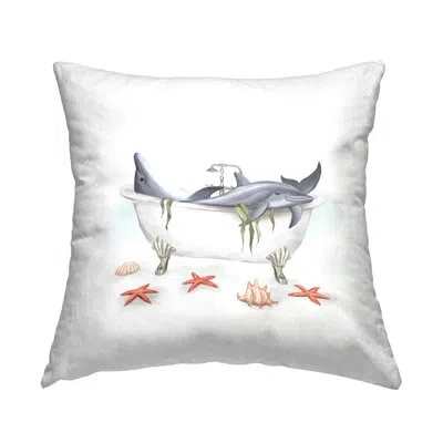 Stupell Industries Nautical Dolphins Swimming Bathtub Sea Life Printed Throw Pillow Design By Ziwei Li