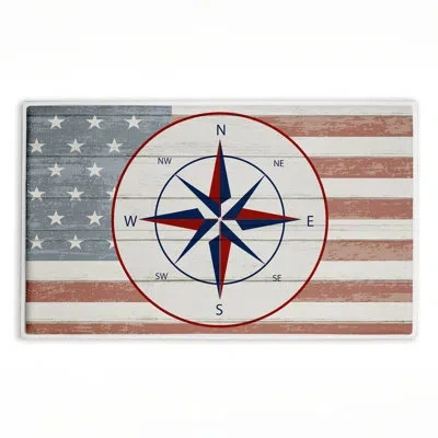 Stupell Industries Nautical Flag With Compass Printed Plush Bath Mat And Bath Rug, Design By Kim Allen, 18"x30" In Nautical Flag With Anchor