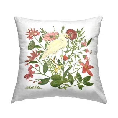 Stupell Industries Nautical Flowers & Egret Decorative Printed Throw Pillow Design By Melissa Wang In White