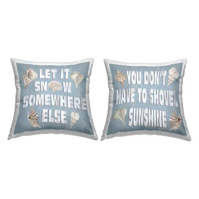 Stupell Industries Nautical Holiday Let It Snow Phrases 2 Piece Outdoor Printed Pillow Set By Cindy Jacobs In Blue;white