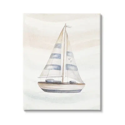 Stupell Industries Nautical Sailboat Drifting Pale Abstract Ocean Waves By Patricia Pinto - Painting In Wrapped Canvas
