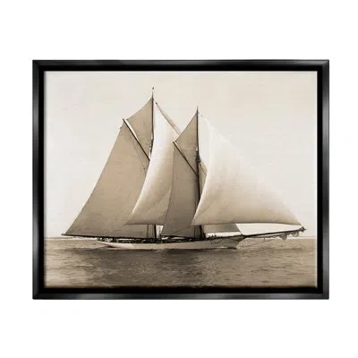 Stupell Industries Nautical Ship Photography Canvas Wall Art Design By Graffi*tee Studios In Jet Black Floater Frame