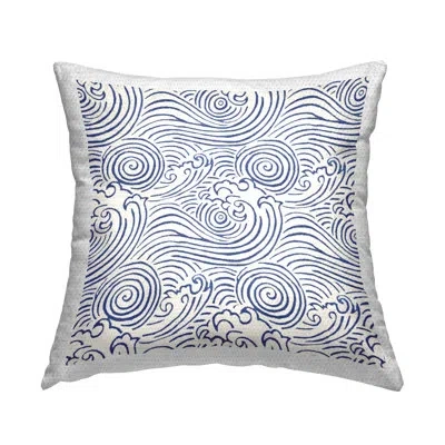 Stupell Industries Nautical Wave Pattern Outdoor Printed Pillow By Marie Le Moal In Blue;white