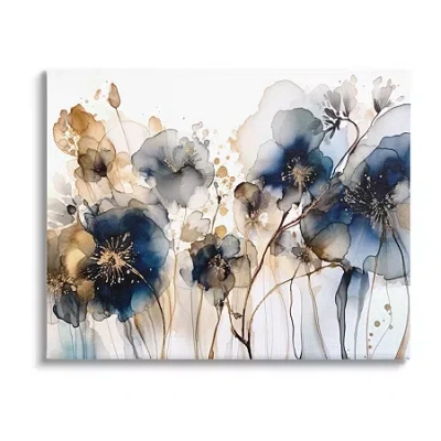 Stupell Industries Navy & Gold Abstraction Canvas Art In Blue