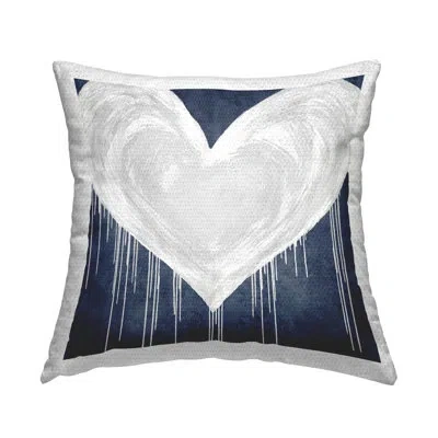 Stupell Industries Navy & White Heart Shape Outdoor Printed Pillow By Lindsay Rodgers In Blue;white