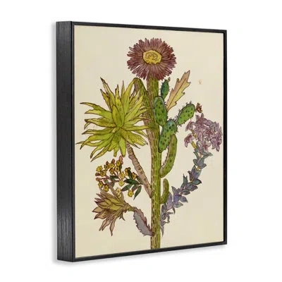 Stupell Industries Neon Desert Blooms Giclee Art, Design By Melissa Wang In Midnight Black Framed Giclee