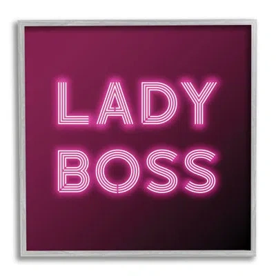 Stupell Industries Neon Lady Boss Fashion Modern Pink Word Design In Farmhouse Gray Framed Giclee