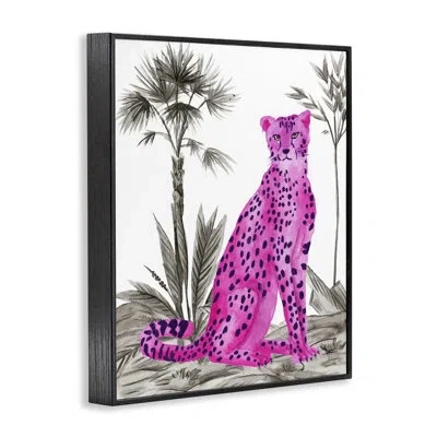 Stupell Industries Neon Leopard Prowl Framed Giclee Art, Design By Melissa Wang In Midnight Black Framed Giclee