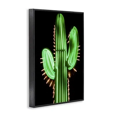 Stupell Industries Neon Lights Cactus Framed Giclee Art By Danita Delimont In Midnight Black Framed Giclee