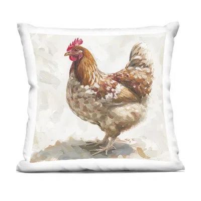 Stupell Industries Neutral Chicken On Beige Design By Lsr Design Studio Throw Pillow In Brown