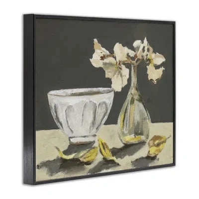 Stupell Industries Neutral Elegy Still Life Giclee Art, Design By Melissa Wang In Midnight Black Framed Giclee