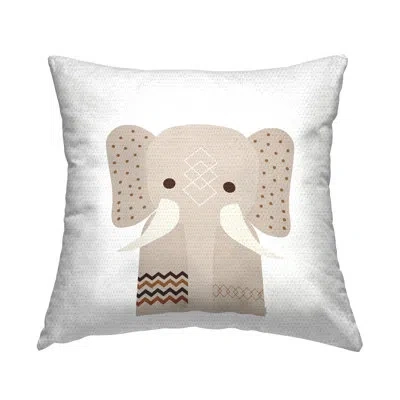 Stupell Industries Neutral Tone Elephant Outdoor Printed Pillow By Daniela Santiago In Gray