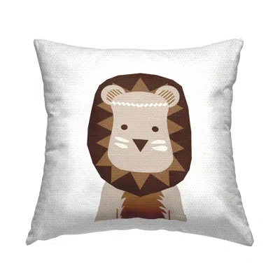 Stupell Industries Neutral Tone Lion Outdoor Printed Pillow By Daniela Santiago In Brown