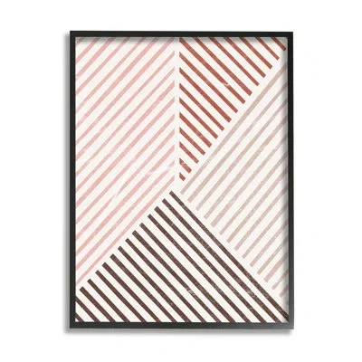 Stupell Industries Neutral Tones Asymmetrical Stripes By Jj Design House Llc - Floater Frame Graphic Art On Wood In Midnight Black Framed Giclee